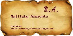 Malitsky Asszunta névjegykártya